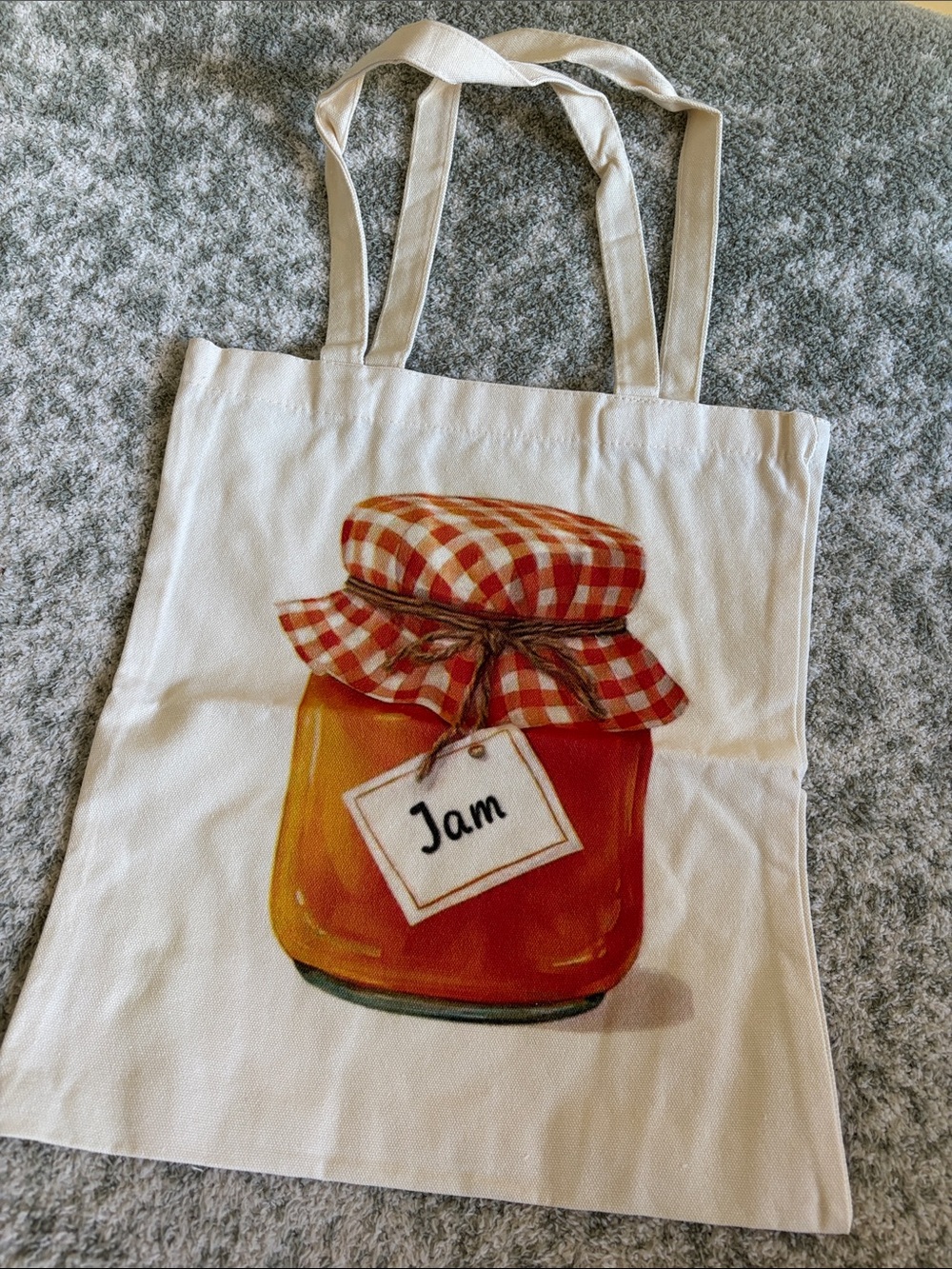 Orange Jam Marmalade Cotton Canvas Tote Bag NWT 13.5x15.5”